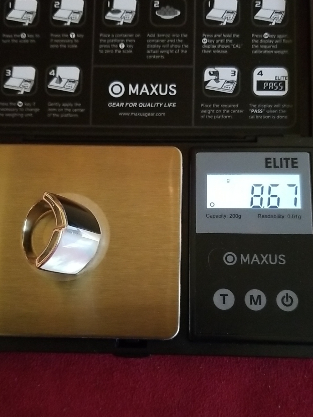 Silver ring with Onyx and Mother of Pearl Stones - Picture 5 of 7
